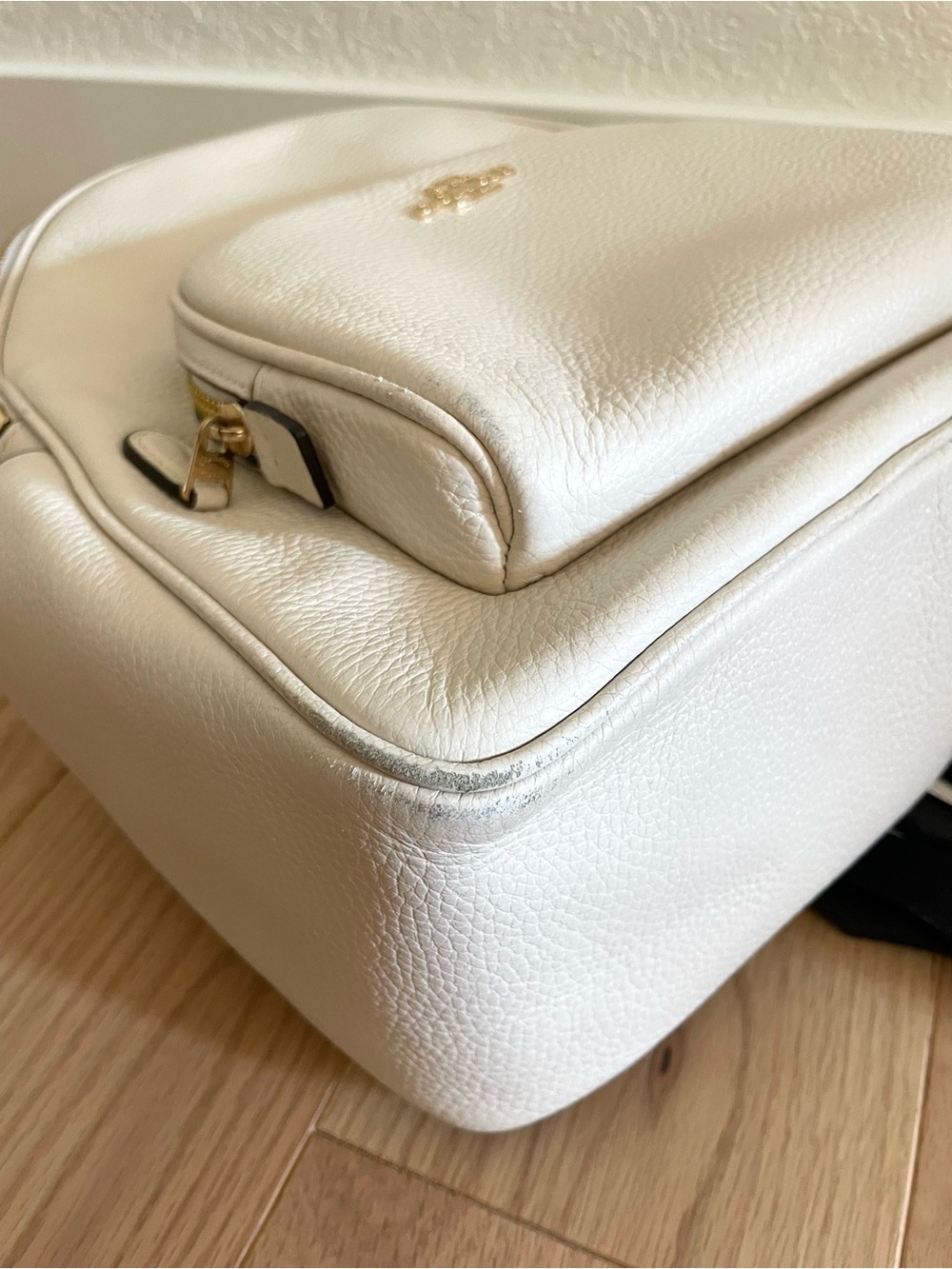 COACH Court Backpack in Pebble Leather (Chalk/White) School Fall Academia Preppy - Picture 9 of 12